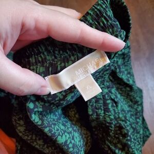 Michael Kors Black and Green Leaf Print Skirt